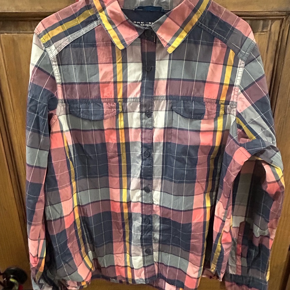 Columbia Blue and Pink Plaid Shirt